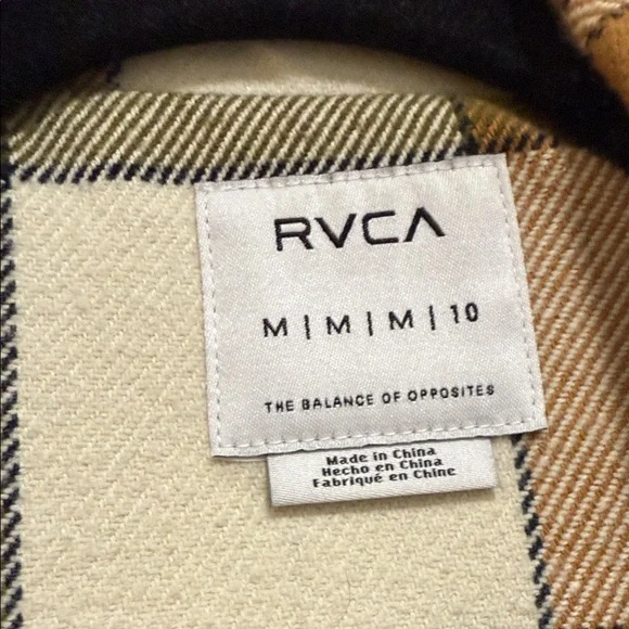 RVCA Women's Utility Jacket - Brown, Cream, and Green Plaid - Picture 2 of 7